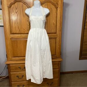 Hill House Home The Fleur Midi Dress White Summer Halter Cotton Women’s Sz XXS